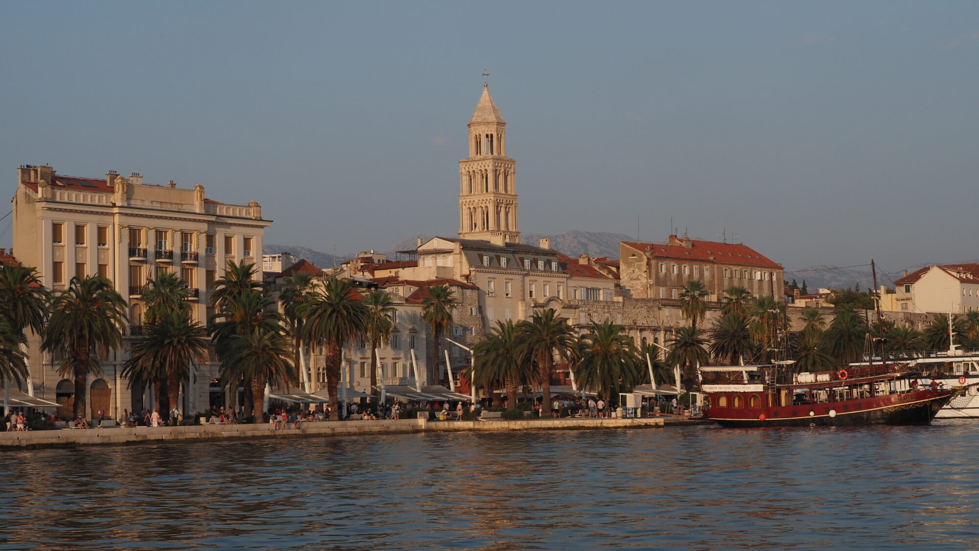 Split Riva riviera and sea on golden hour time during summer