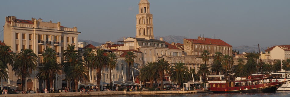 Split Riva riviera and sea on golden hour time during summer